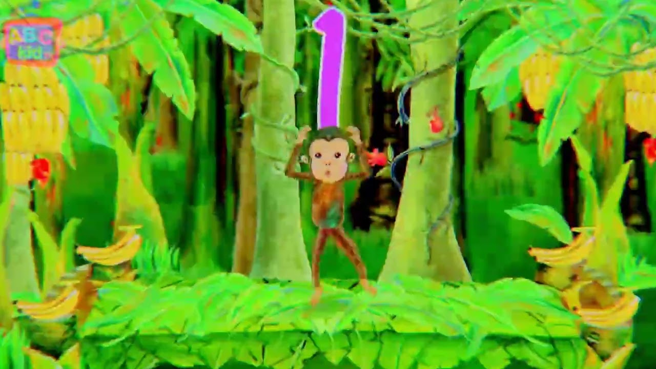 ABC kids tv says One little monkey jumping on the bed / funny effects voice pitch effects 