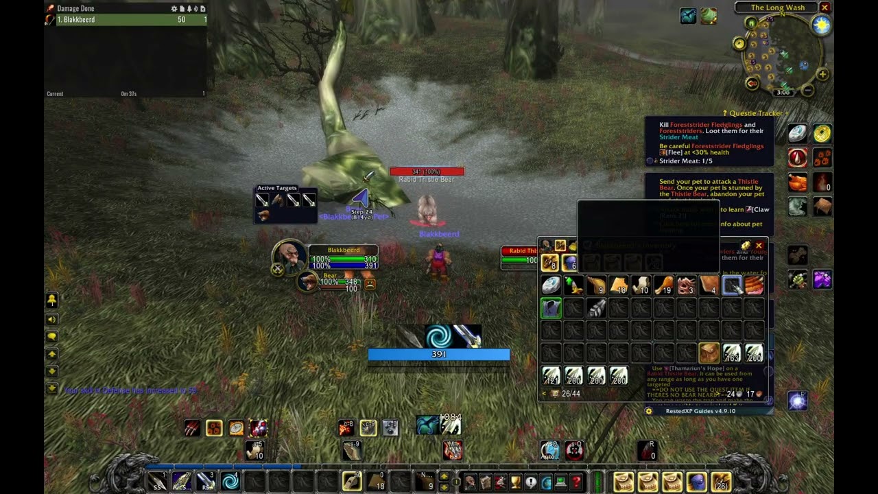 WoW TBC Dwarf Hunter Blasting Darkshore into Warlock wrapping Loch Modan