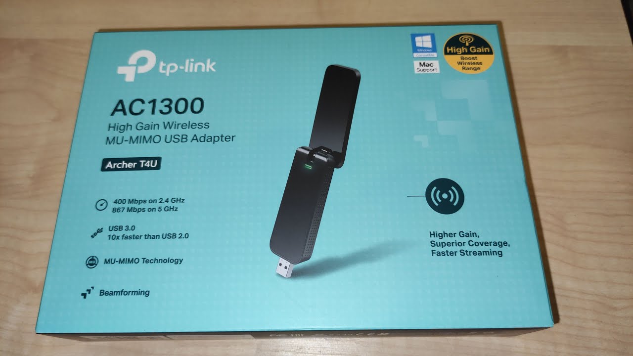 TP-LINK AC1300 USB Wireless (Wi-Fi) Adapter Unboxing