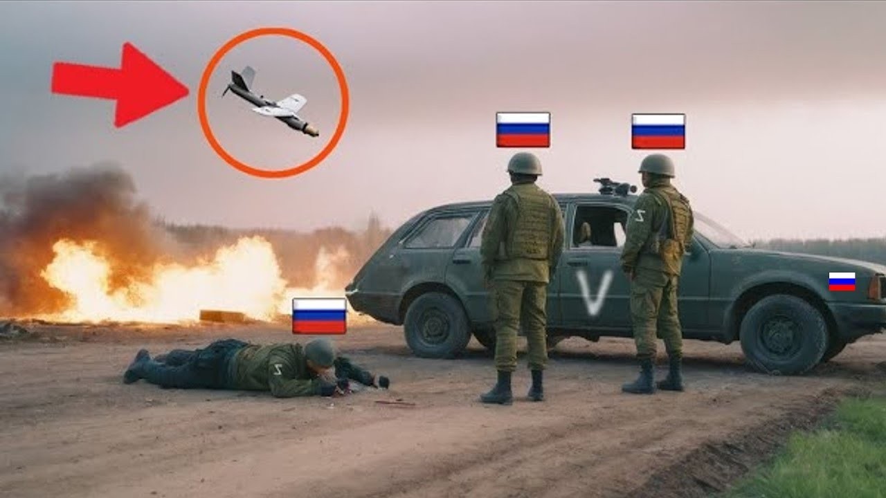 Russian Tanks Trying to Cross the Minesweeper Here's What Happened! Drone Images from the War