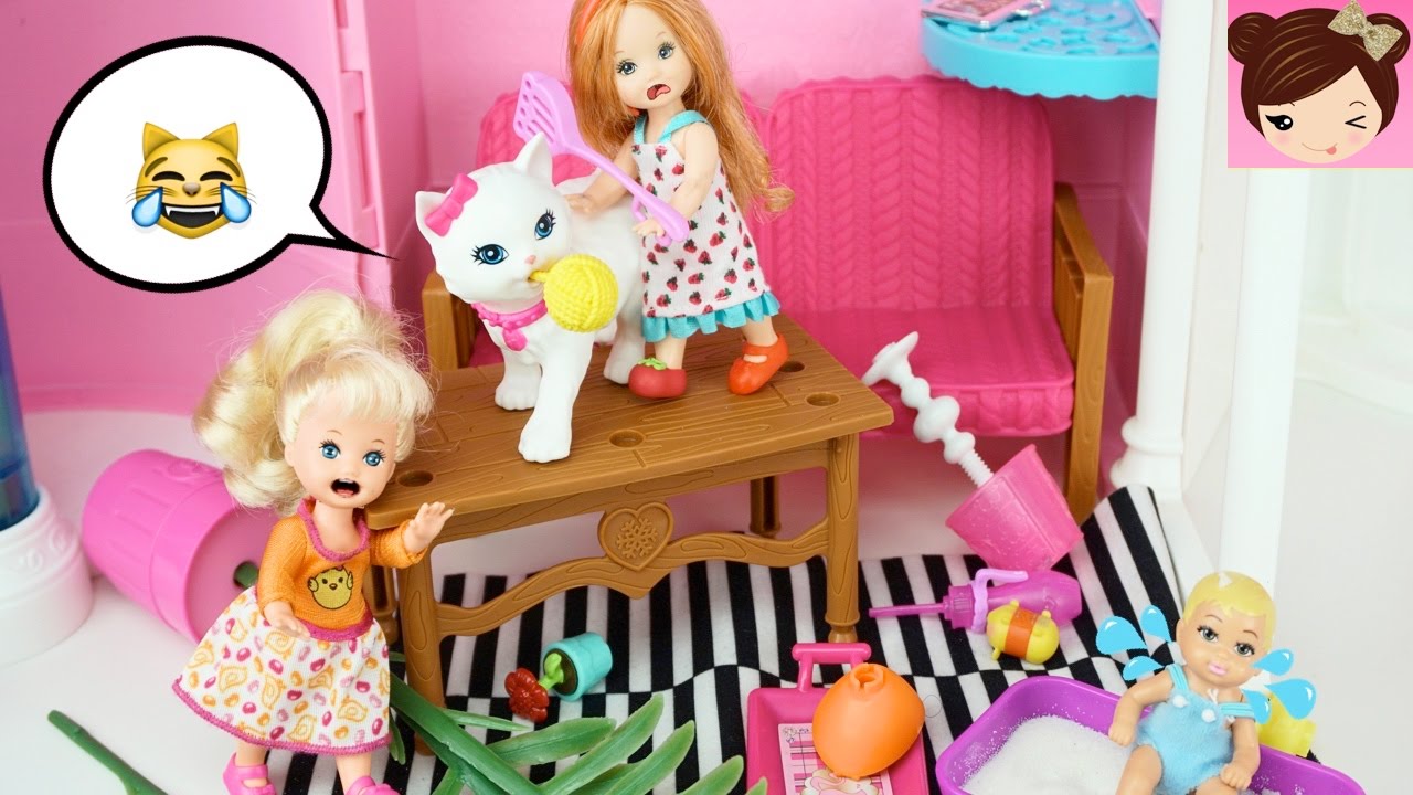 Toddler Elsa & Annas Daughters Babysit Bad Kitty Blissa - Barbie Potty Training Blissa Doll Playset