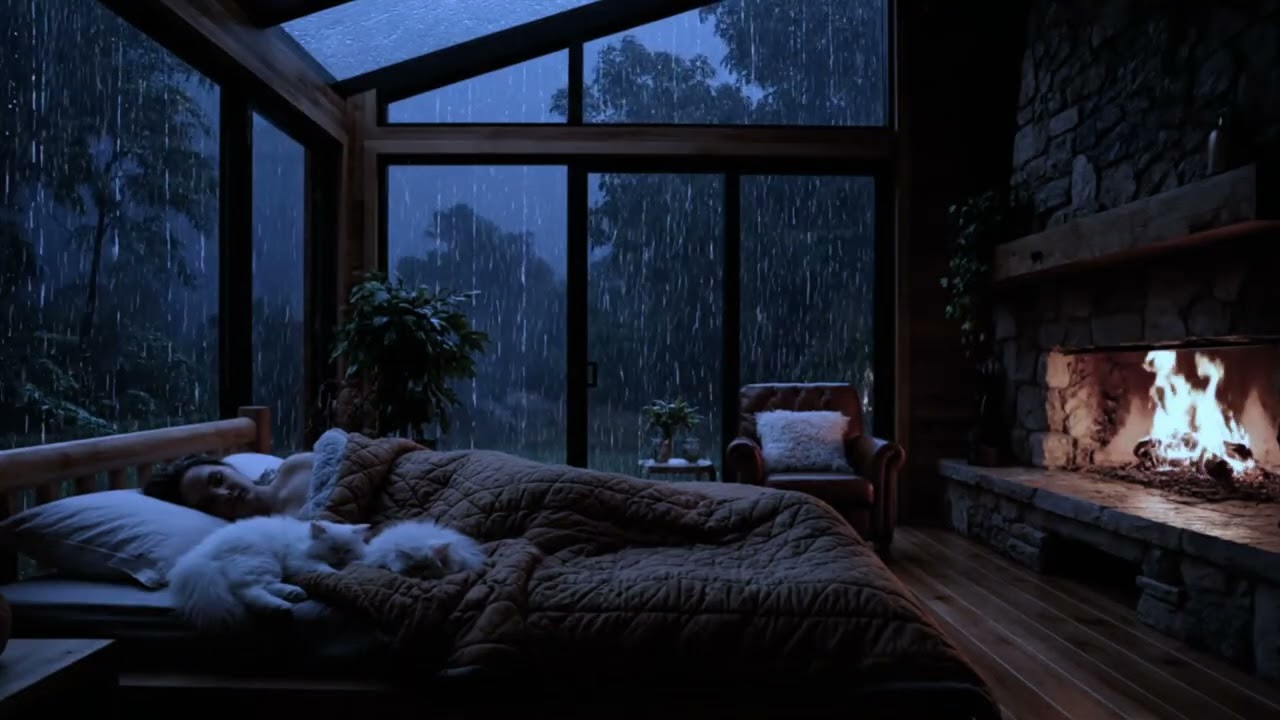 You’ll Fall Asleep Instantly 😴 Rainstorm Outside This Cozy Glass Cabin