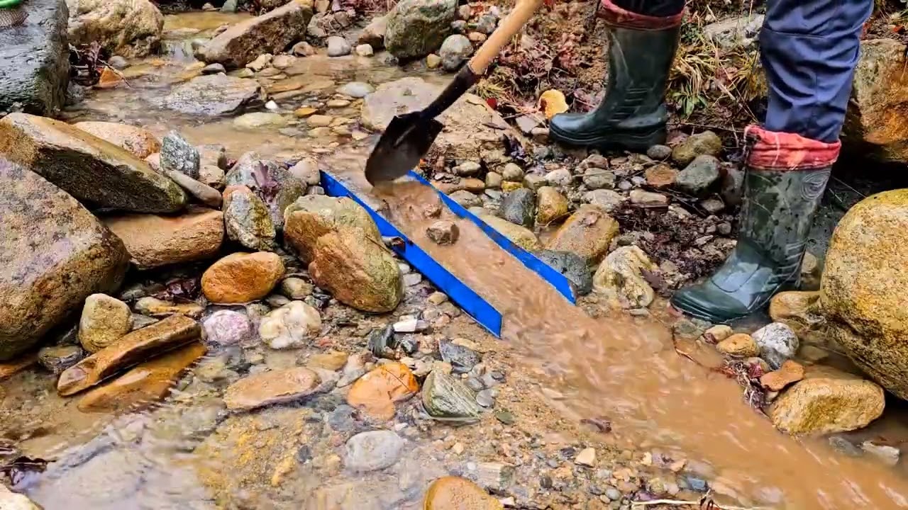 I tried gold mining using a small sluice box , and here are the results!