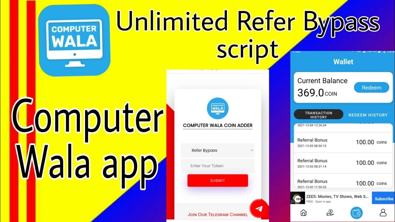 Computer Wala app || Refer Bypass Script || Unlimited coin adder script ||⭐ Mr. Crazy Earning ⭐