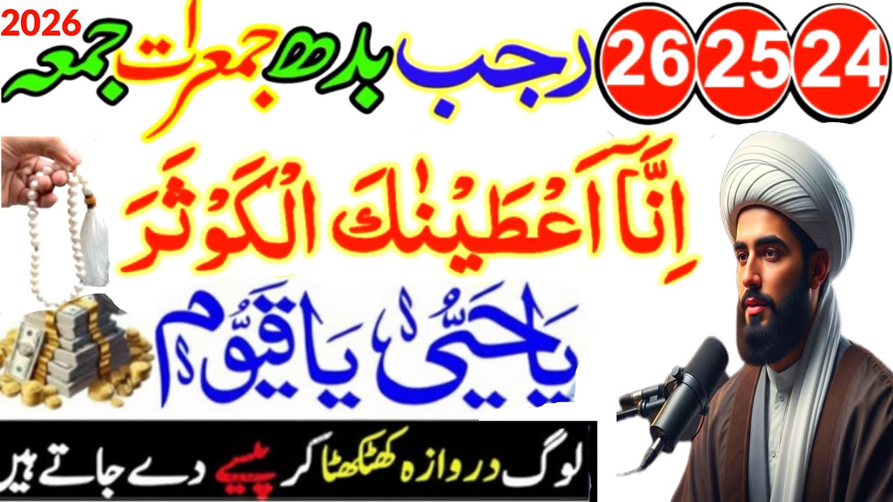 24٫25٫26 Rajab Budh Jumerat Jumma Surah Kausar Or Ya Huyu Ya Qayum ka Powerful Wazifa | Wazifa