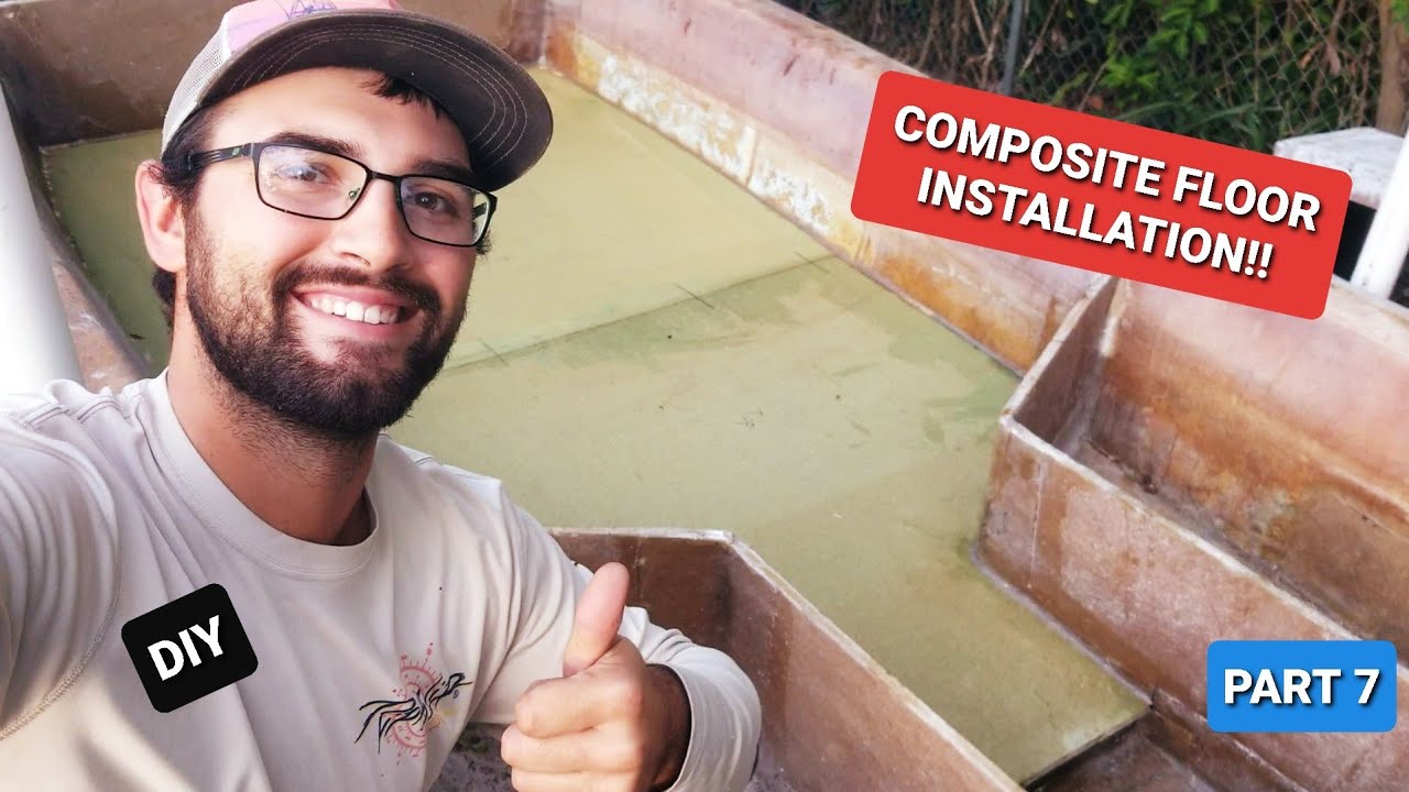 DIY FIBERGLASS BOAT BUILD (Divinecell floor installation) PART 7