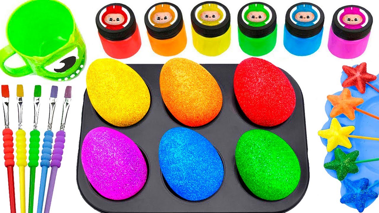 Satisfying Video l DIY How To Make Colorful Mega Glitter Eggs Mixed Sprunki Slime Form ASMR