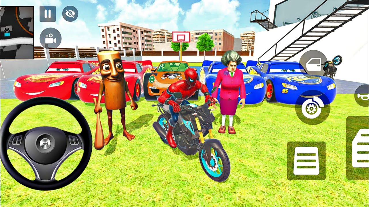 🥰 Spiderman Mc Queen Car 🦚 Thung Thung & Scary Teacher Fight 🎊 Police Car Showroom 🎉 Bike Game 3D