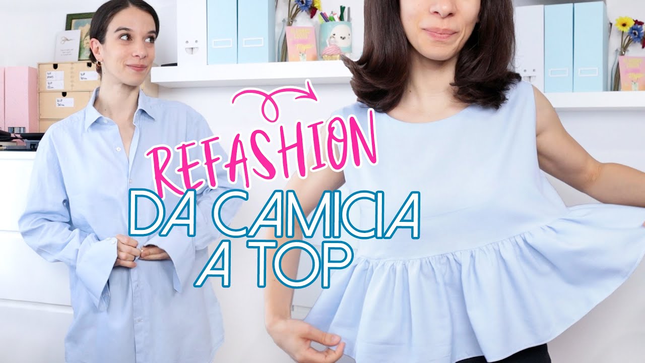 Trasformo una camicia da uomo in un top con balza | Cucito refashion | Un punto alla volta