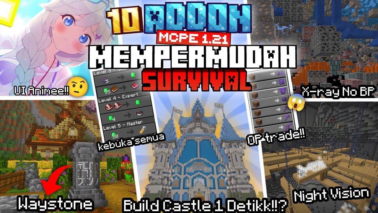 10 Addon MCPE 1.21 Yang Akan Mempermudah Survival Kalian!! | ADDON MCPE 1.21+