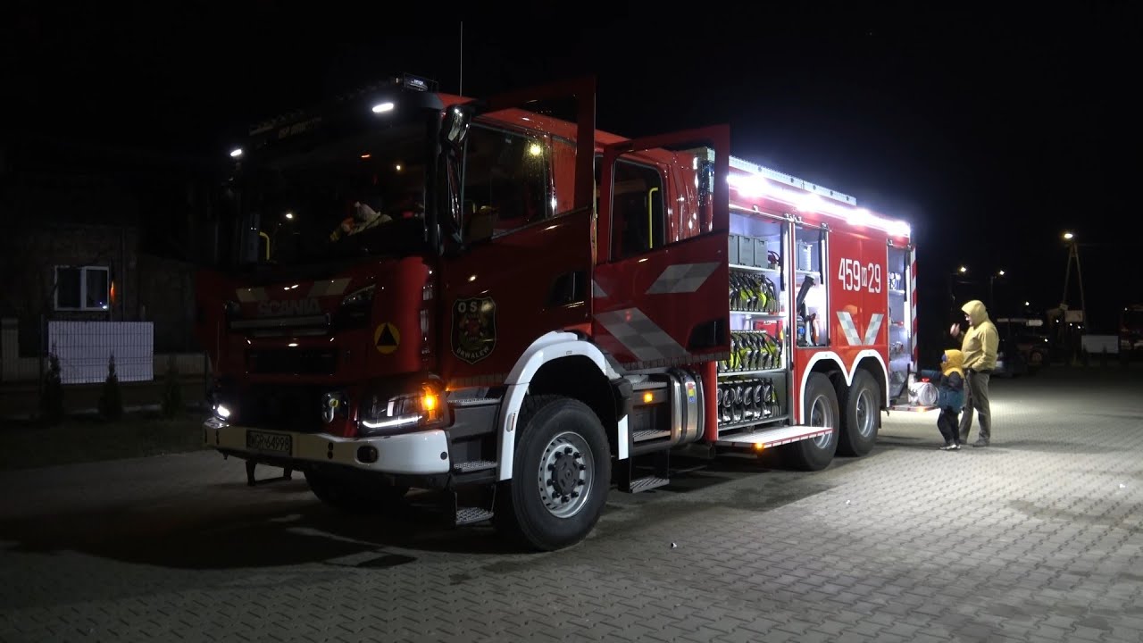 Powitanie nowego 459[M]29 GCBA 8/62 Scania P500/Moto Truck w OSP Drwalew