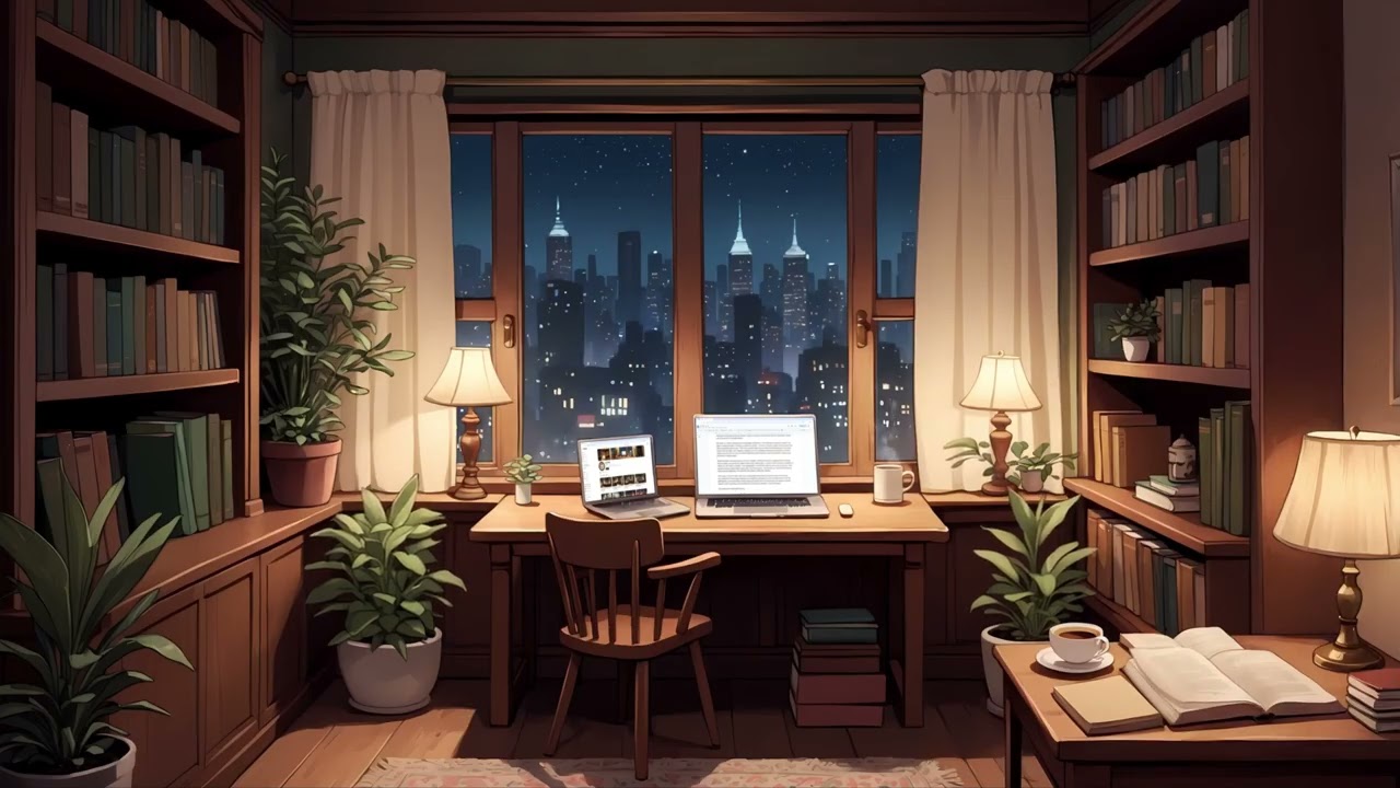 Midnight Study with City Lights 📚 Warm Lofi Focus