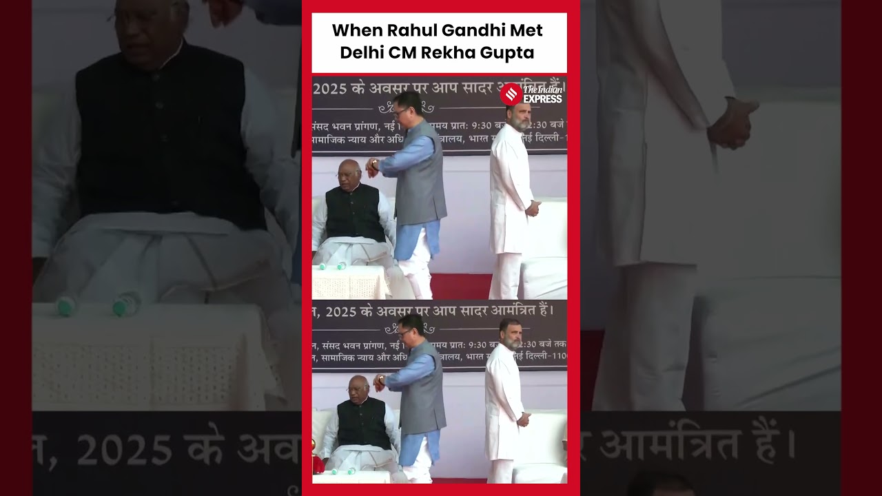 Congress leader Rahul Gandhi Meets Delhi Chief Minister Rekha Gupta During Public Event