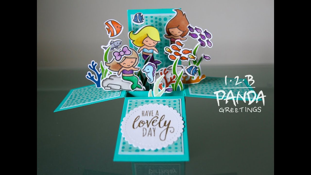 How To Make A Mermaid Box Pop Up Card| Lawn Fawn Mermaid For You