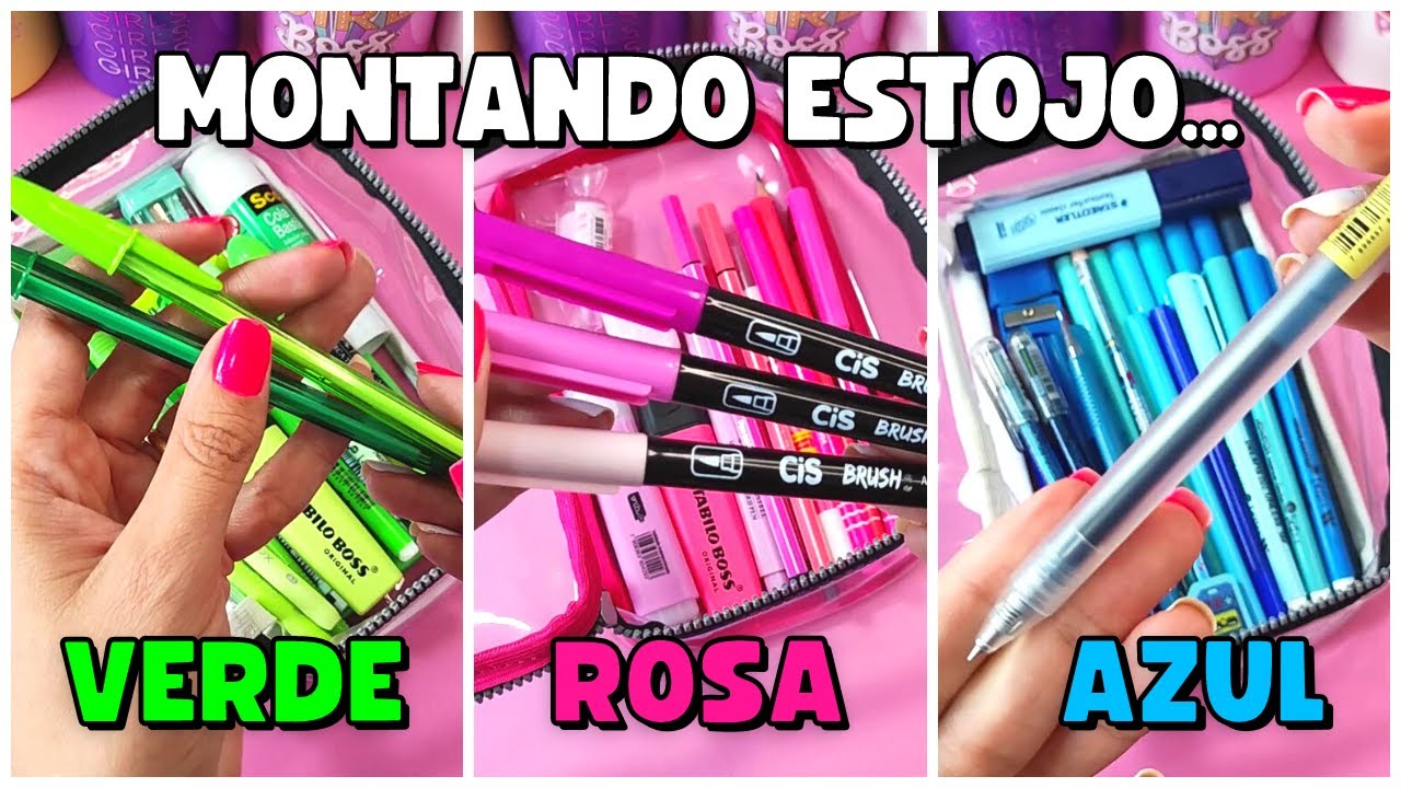 Montando 3 ESTOJOS, um VERDE, um ROSA e um AZUL
