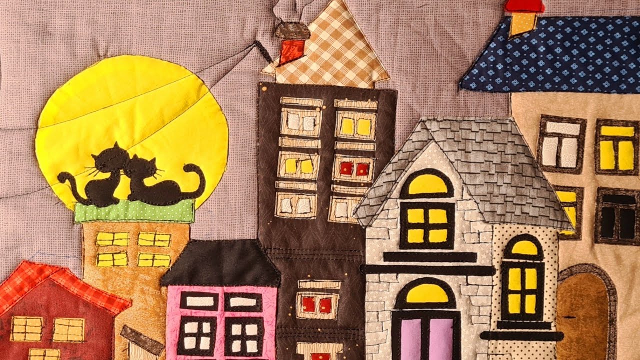 Poster gatinhos em noite de lua  para calendário permanente - Applique - Patchwork