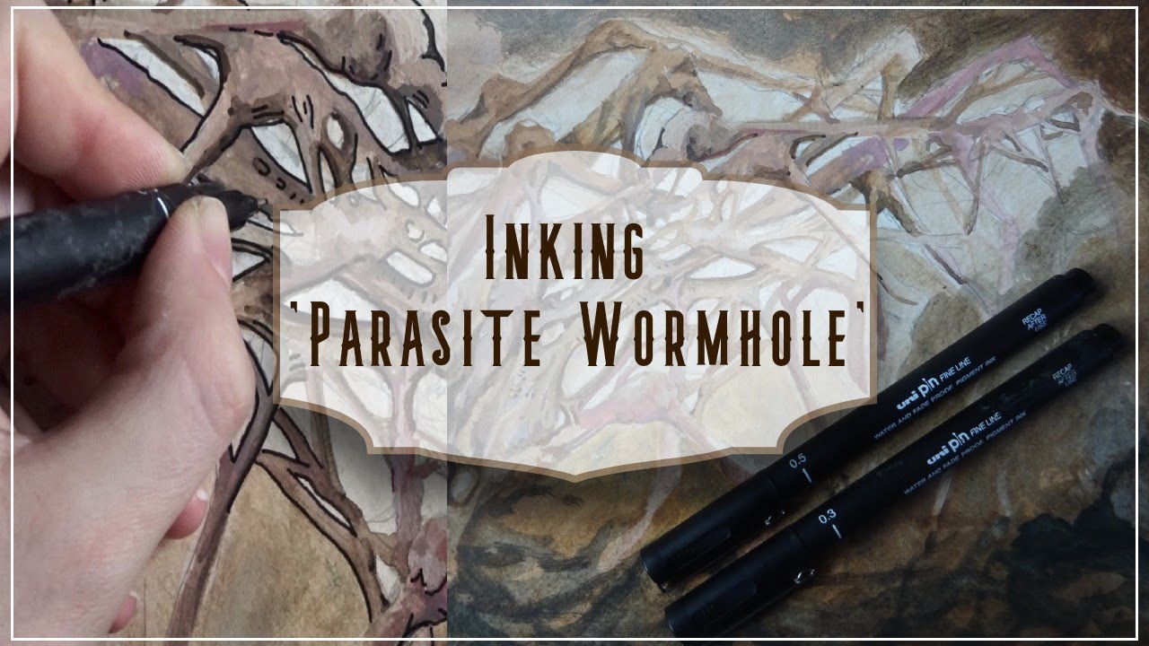 INKING 'Parasite Wormhole' with FINELINERS ready to be Rendered Digitally ||Draca Wilford