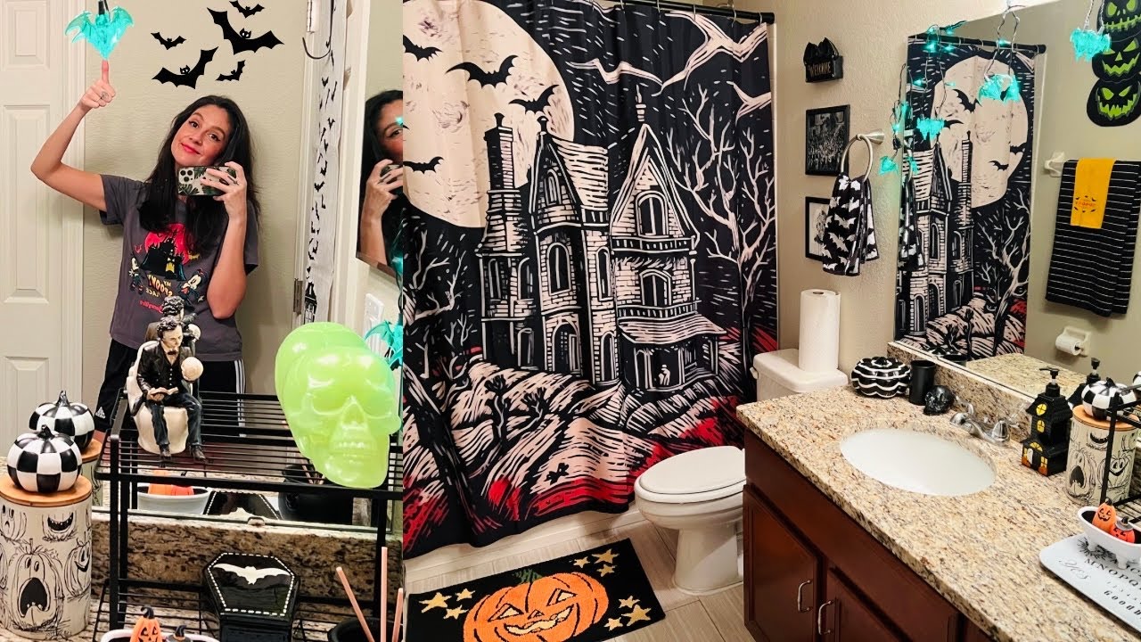 HALLOWEEN BATHROOM!🎃🛁 Let’s Decorate Together!🖤 Easy Spooky Ideas for a Functional Space!