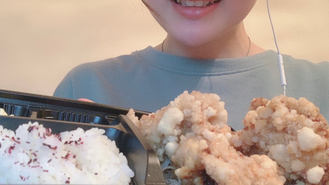 【ASMR】咀嚼音 ささやき声 唐揚げ弁当