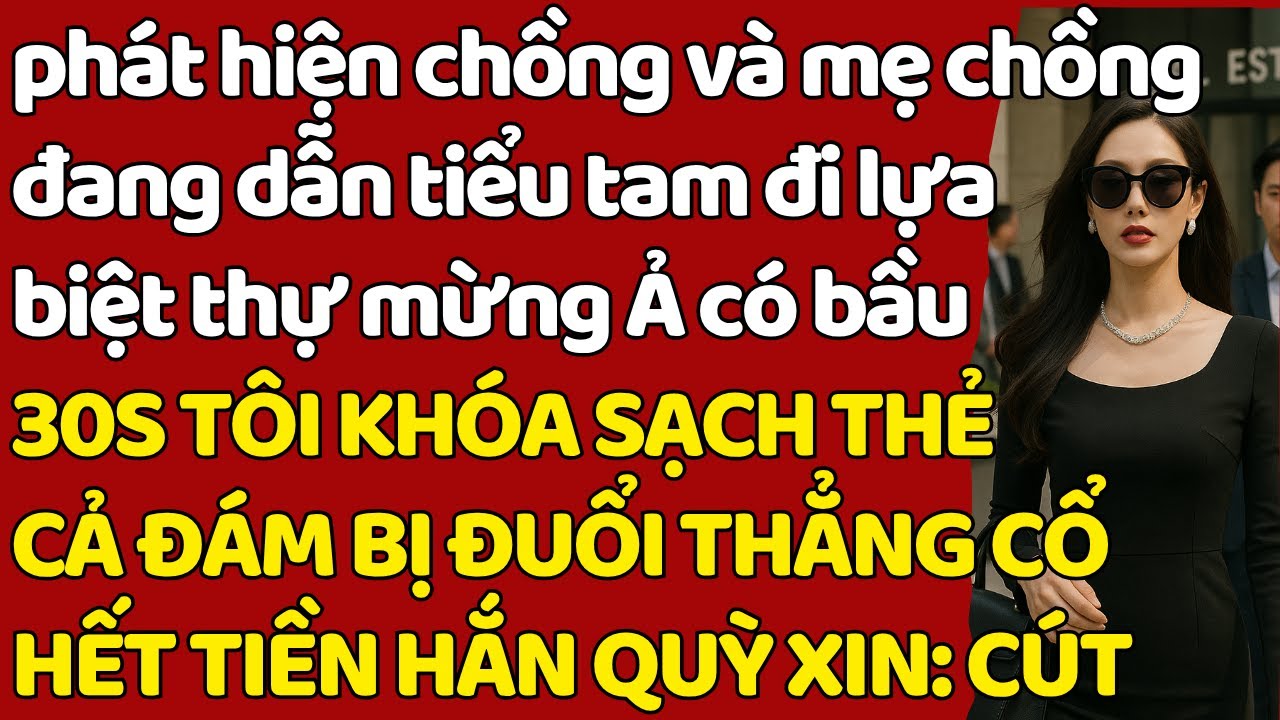 phát hiện chồng và mẹ chồng đang dẫn tiểu tam đi lựa biệt thự mừng Ả có bầu 30S TÔI KHÓA SẠCH THẺ