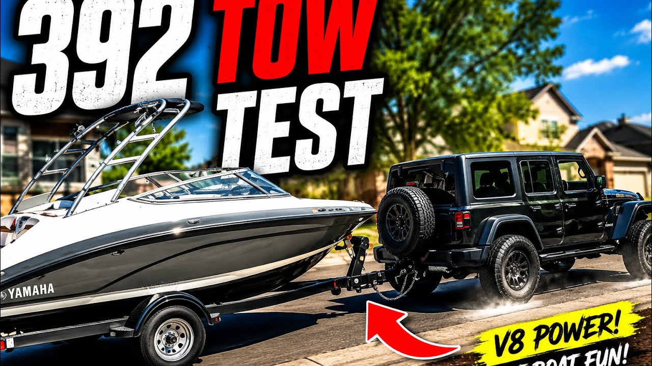 Jeep Wrangler 392 Towing a Yamaha 195s Jet Boat! 🚙💨🚤 #JeepLife #BoatingLife #Surgeworld