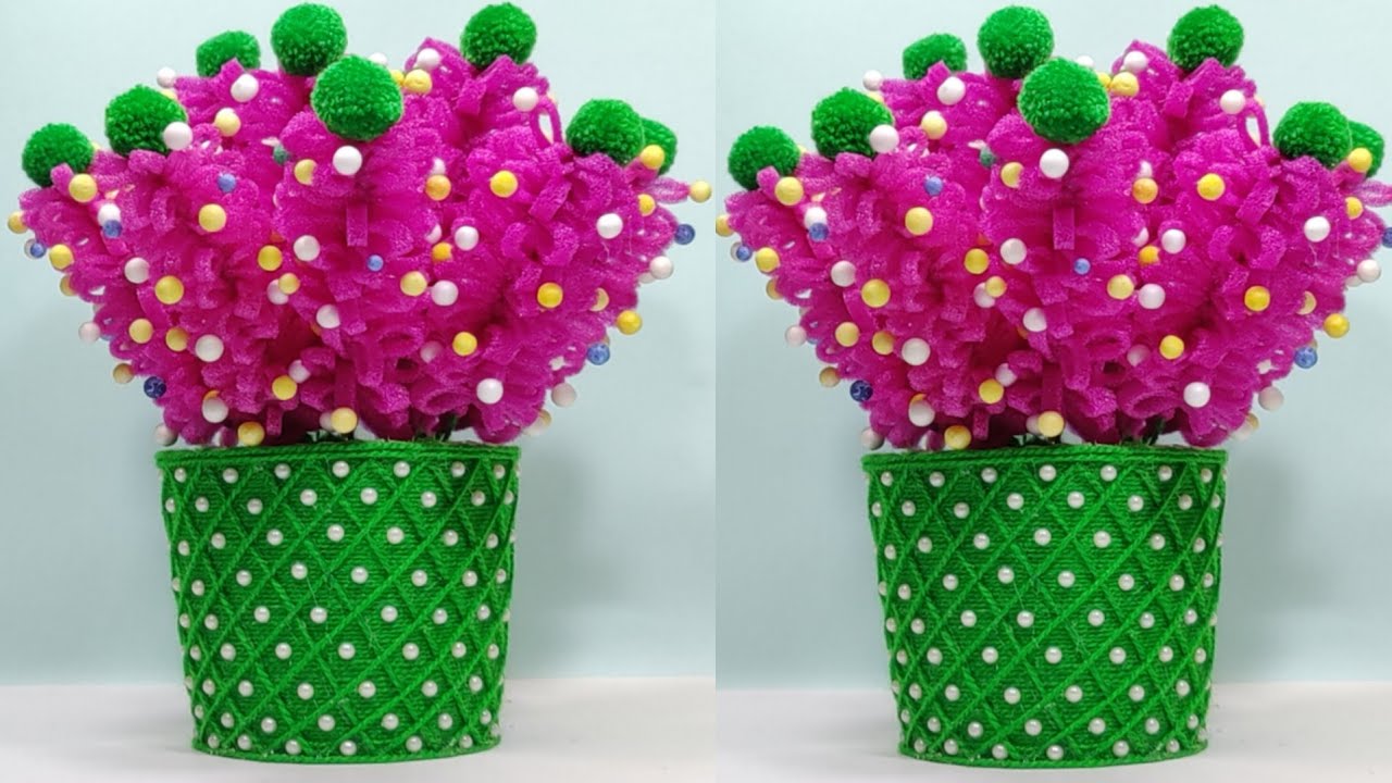 GULDASTA BANANE KA TARIKA/FLOWER BOUQUET MAKING WITH FOAM &WOOLEN/FOAM GULDASTA 