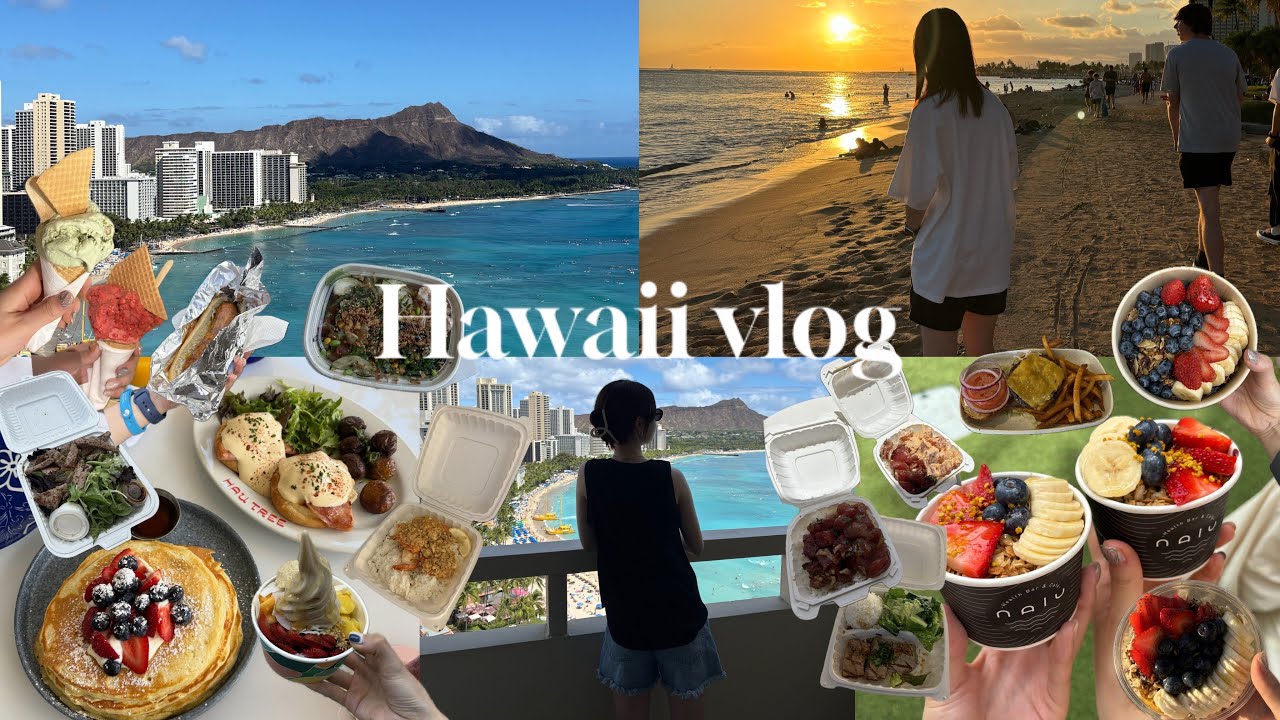 [vlog]3泊５日初ハワイ旅行🌺✈️グルメ/ダイアモンドヘッド/ホテル/ビーチ/モーニング