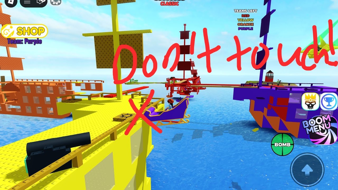 Playing pilfering pirates roblox but I cannot touch certain colour's!!!