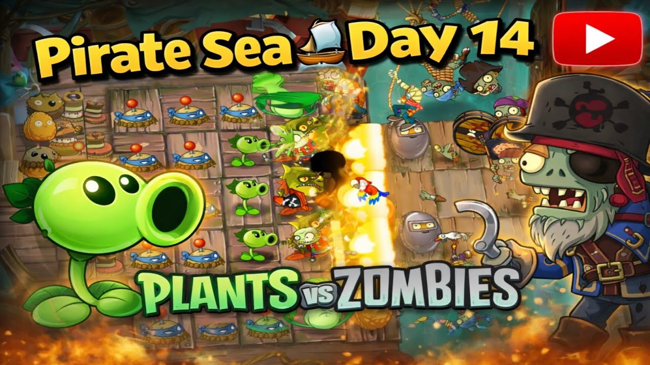 Pirate Sea- Day 14😱 ( plant vs zombies 2 gameplay💥💥