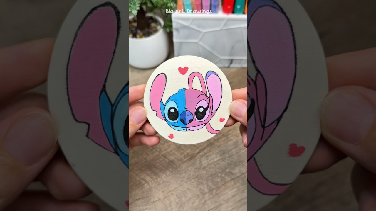 Stitch Meets Angel Drawing 💙💗 #shorts #drawing