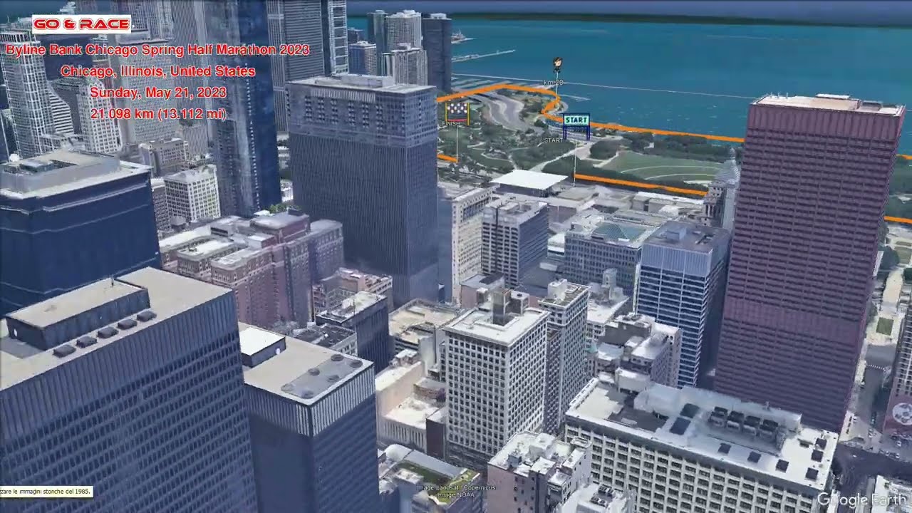 Byline Bank Chicago Spring Half Marathon 2023: fly over the race path!