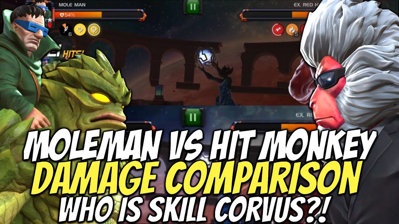 Moleman Vs Hit Monkey Damage Comparison | Who Is Skill Corvus In MCOC?!