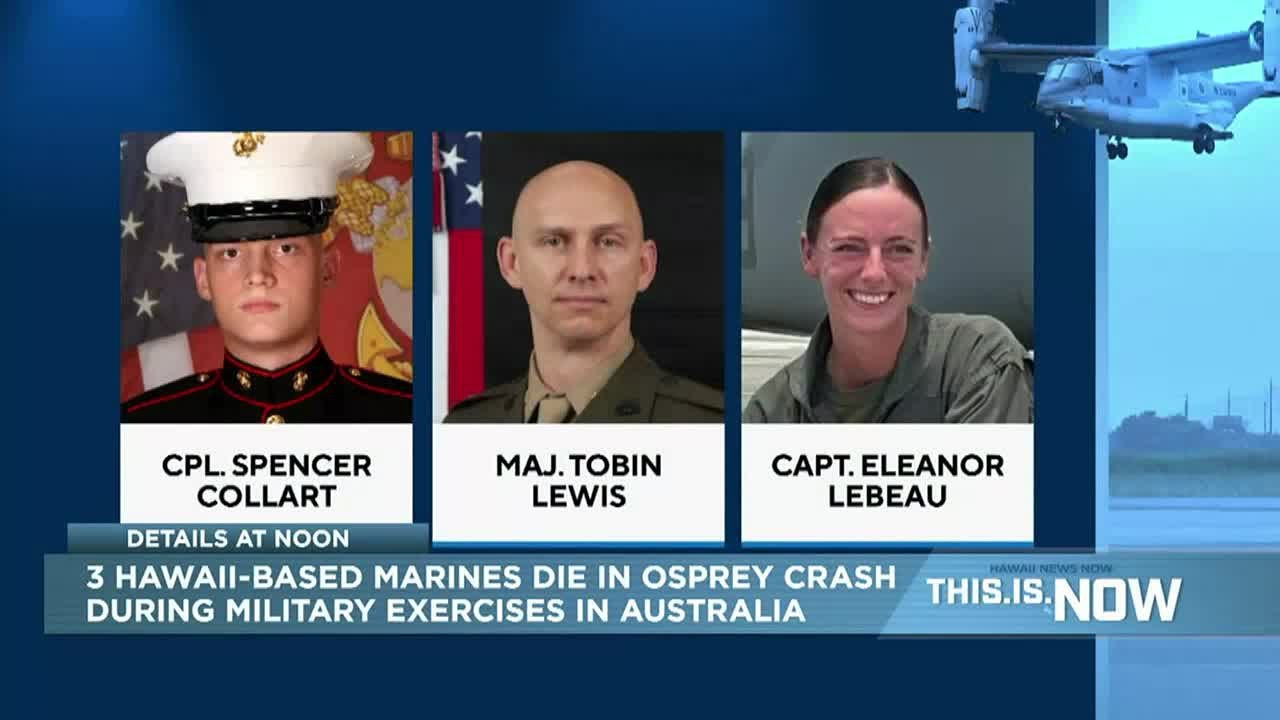 3 Hawaii-based Marines die in Osprey crash during military exercises in Australia