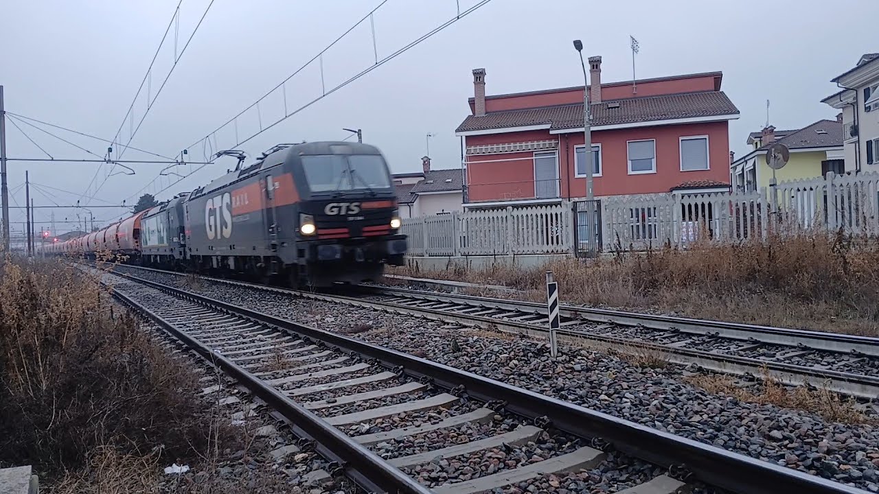 E191 gts +e191 evm rail con muta di carri wascosa in transito a centallo