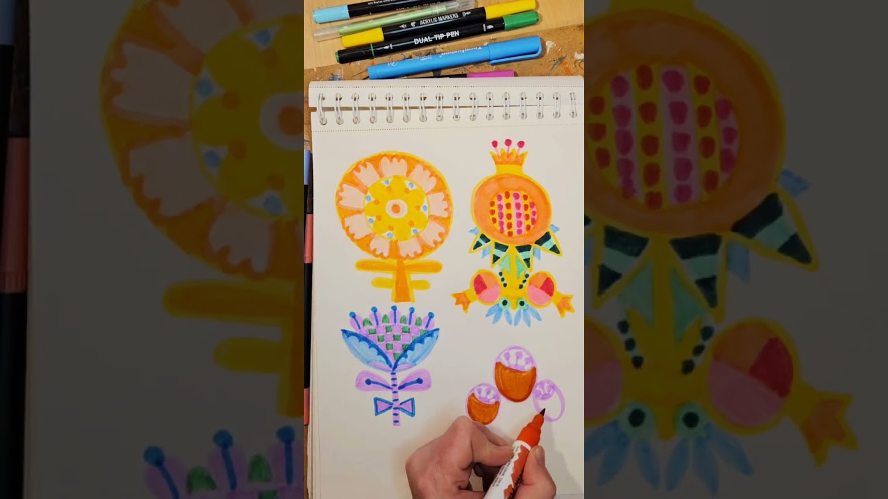 #flowers #fantasy #sweet #sweetdesign #postcard #tuto #markers #фломастеры #цветы #легко #fastart 