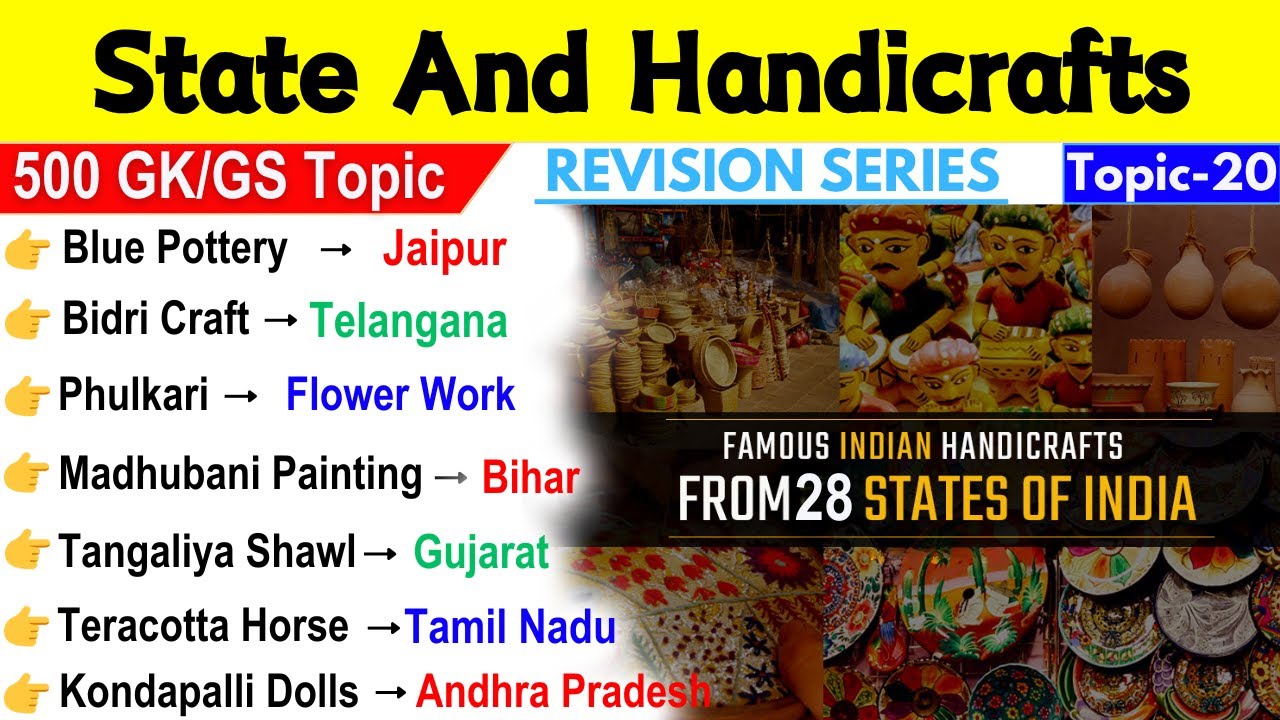 State And Handicraft Art and Culture | Art and Culture Important Questions | Art and Culture 2025