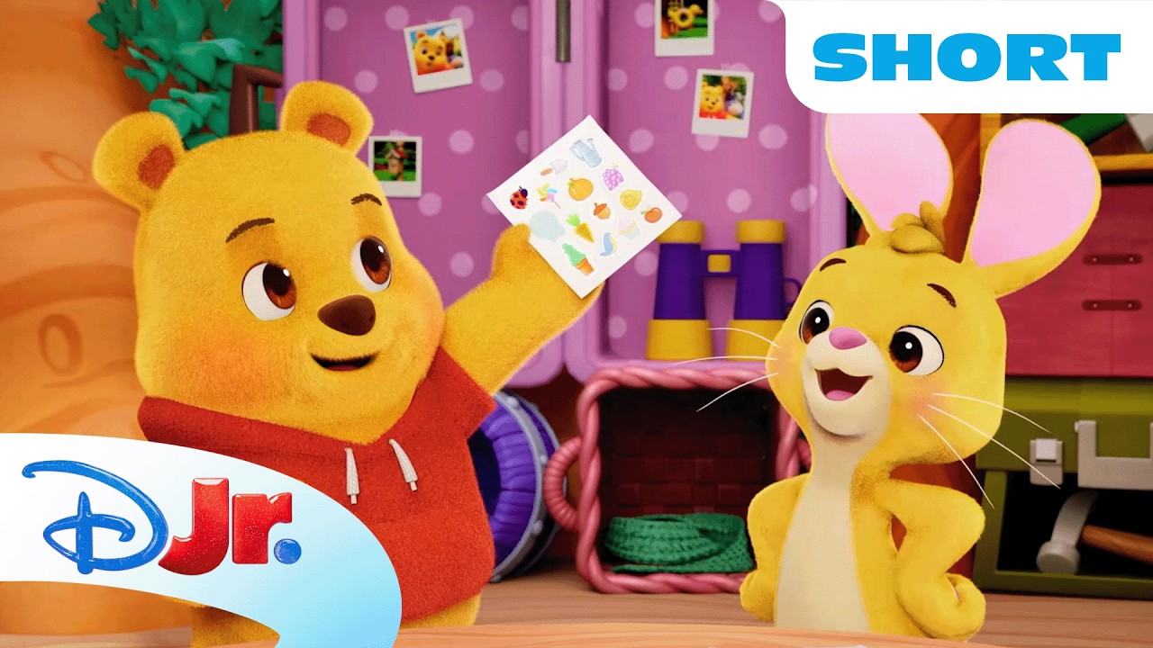 Pooh Bear and Rabbit Decorate Cards with Stickers! 🐰💛 | Playdate with Winnie the Pooh | ⁨@disneyjr
