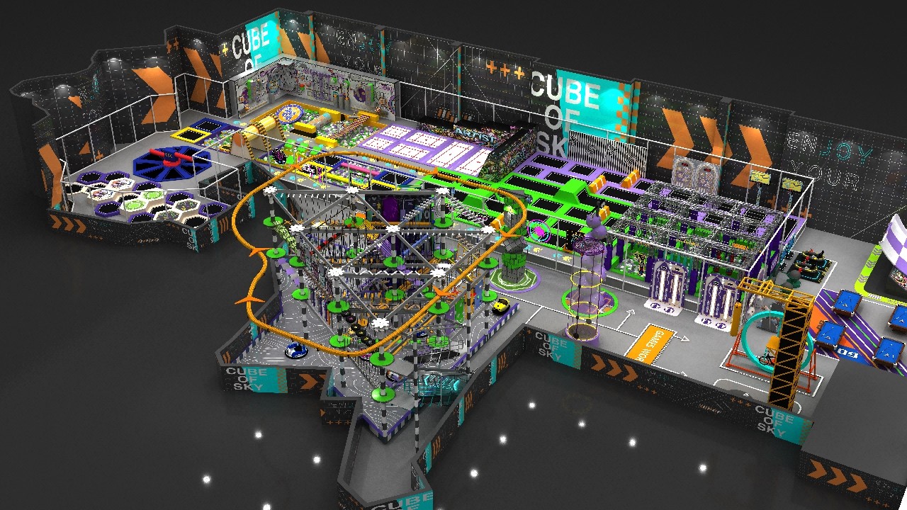 Family Entertainment Center 3D Rendering | Indoor Adventure Park & Trampoline Park Design