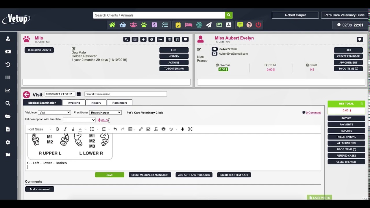Vetup's main features overview