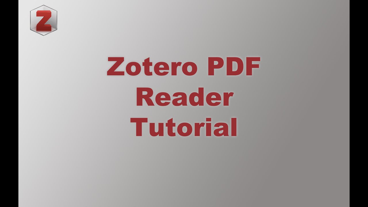 Zotero PDF Reader Tutorial