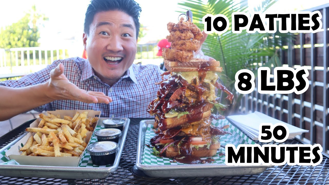Insane 10 PATTY 10 BACON CHEESEBURGER Eating Challenge!