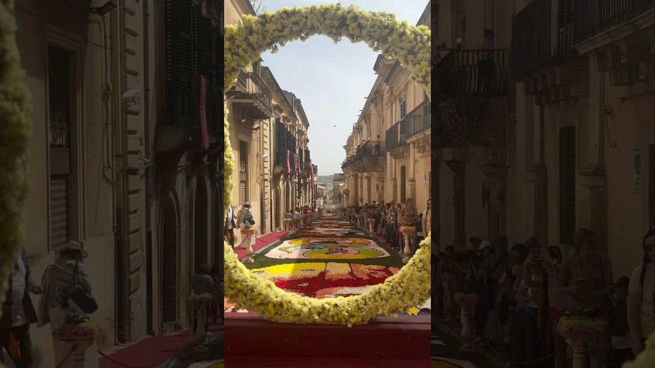 Explore Noto, Sicily: A Town Transformed by Flower Petal Carpets! 🌸🇮🇹 #shorts #travel #italy