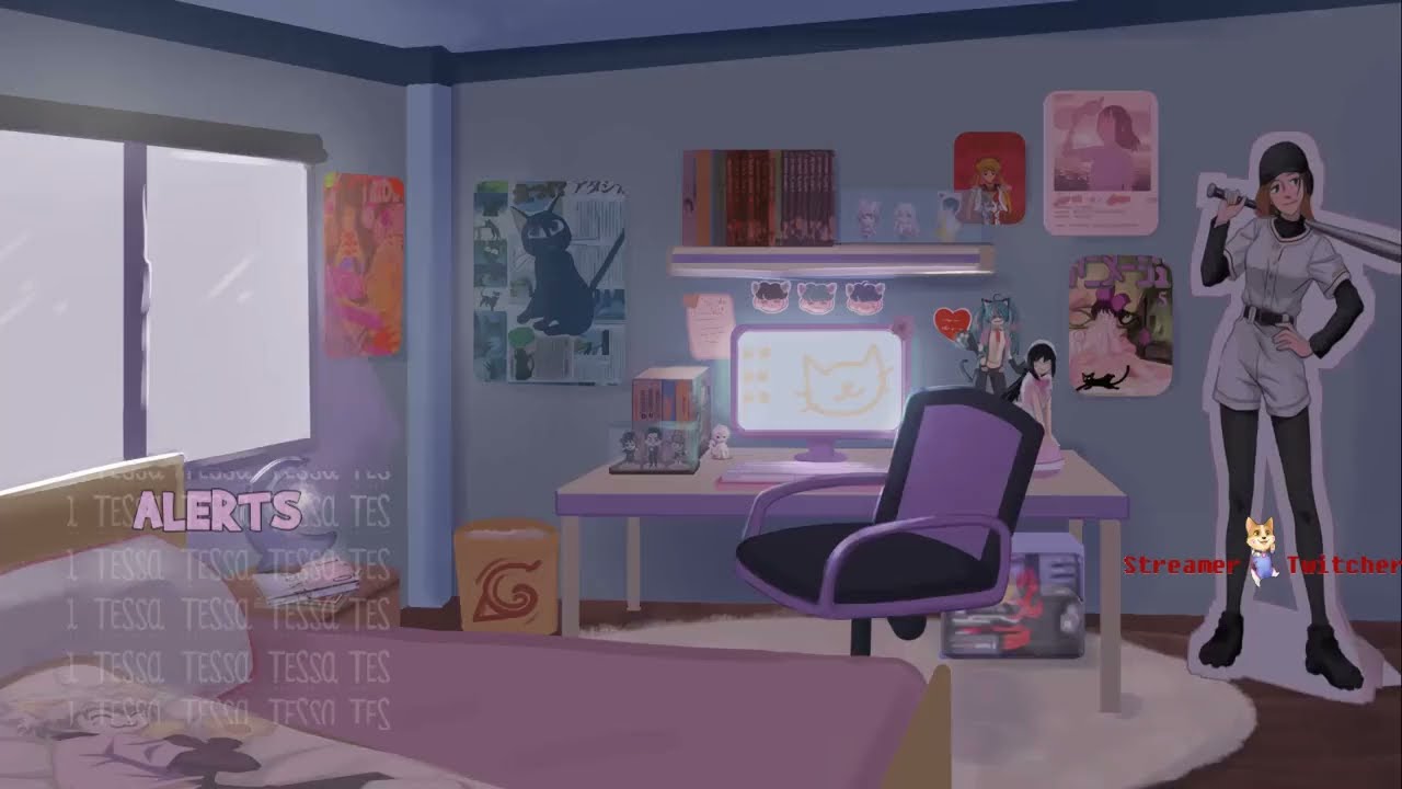 Anime Bedroom | Premium Animated Stream Overlays | Twitch Package | Twitch Stinger Transtition