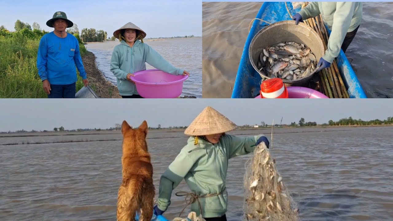 Cuốn lưới, giở dớn chuẩn bị để bơm nước ra 🦀🐟🦐