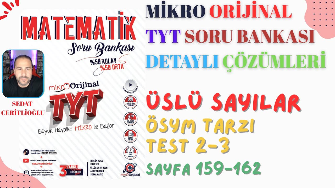 2026 MİKRO ORİJİNAL TYT SORU BANKASI ÇÖZÜMLERİ SYF159-162 #orijinalmatematik #mikroorijinal #yks2026