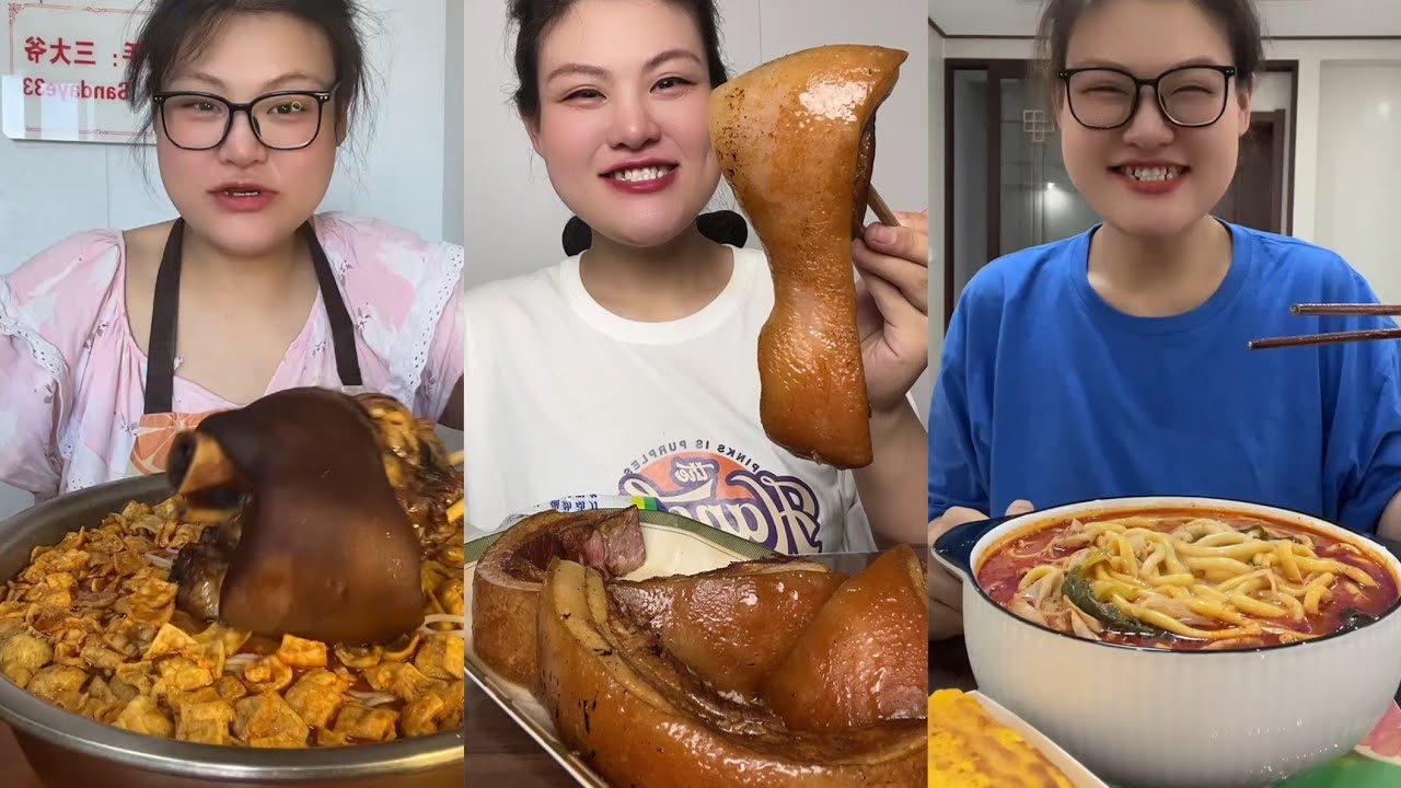 Yummy /Eating Challenges 🤤 Pork belly Spicy noodles 🍜😋 fired chicken 🍗#mukbang #food #porkbelly #eat