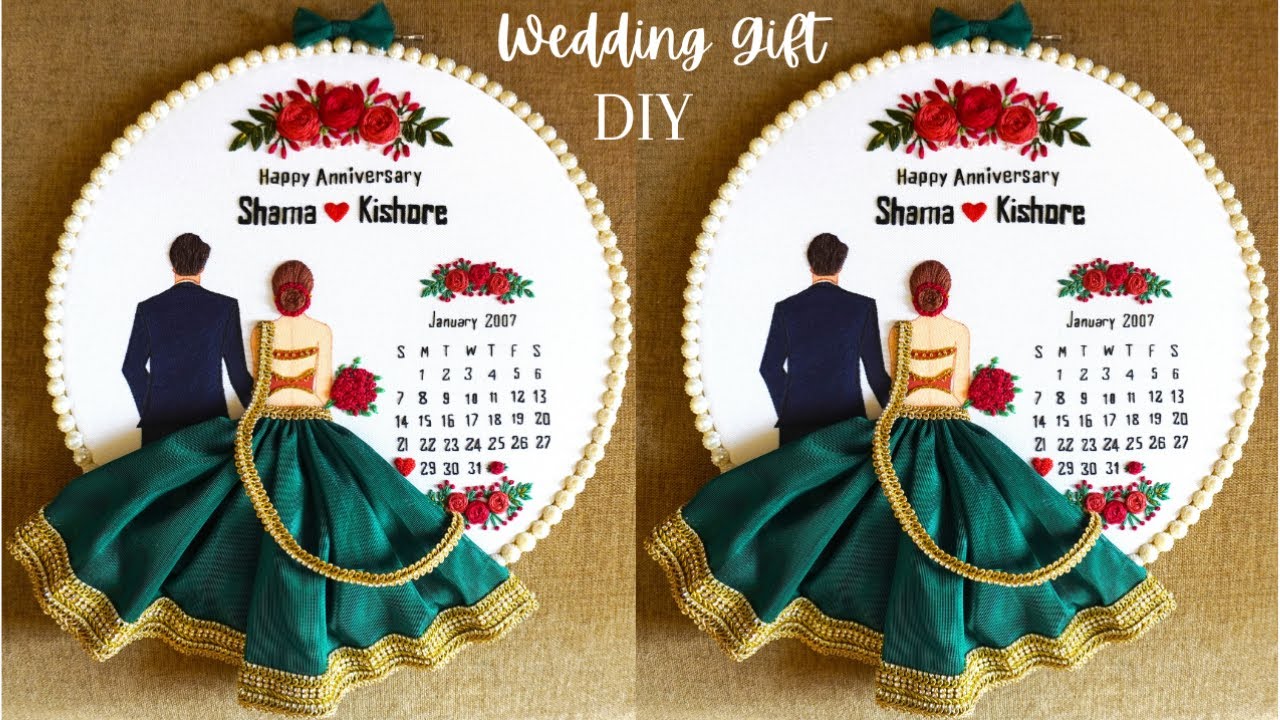 Personalized Wedding Anniversary Embroidery Hoop Super Creative Easy DIY Gift Stitching by Hand