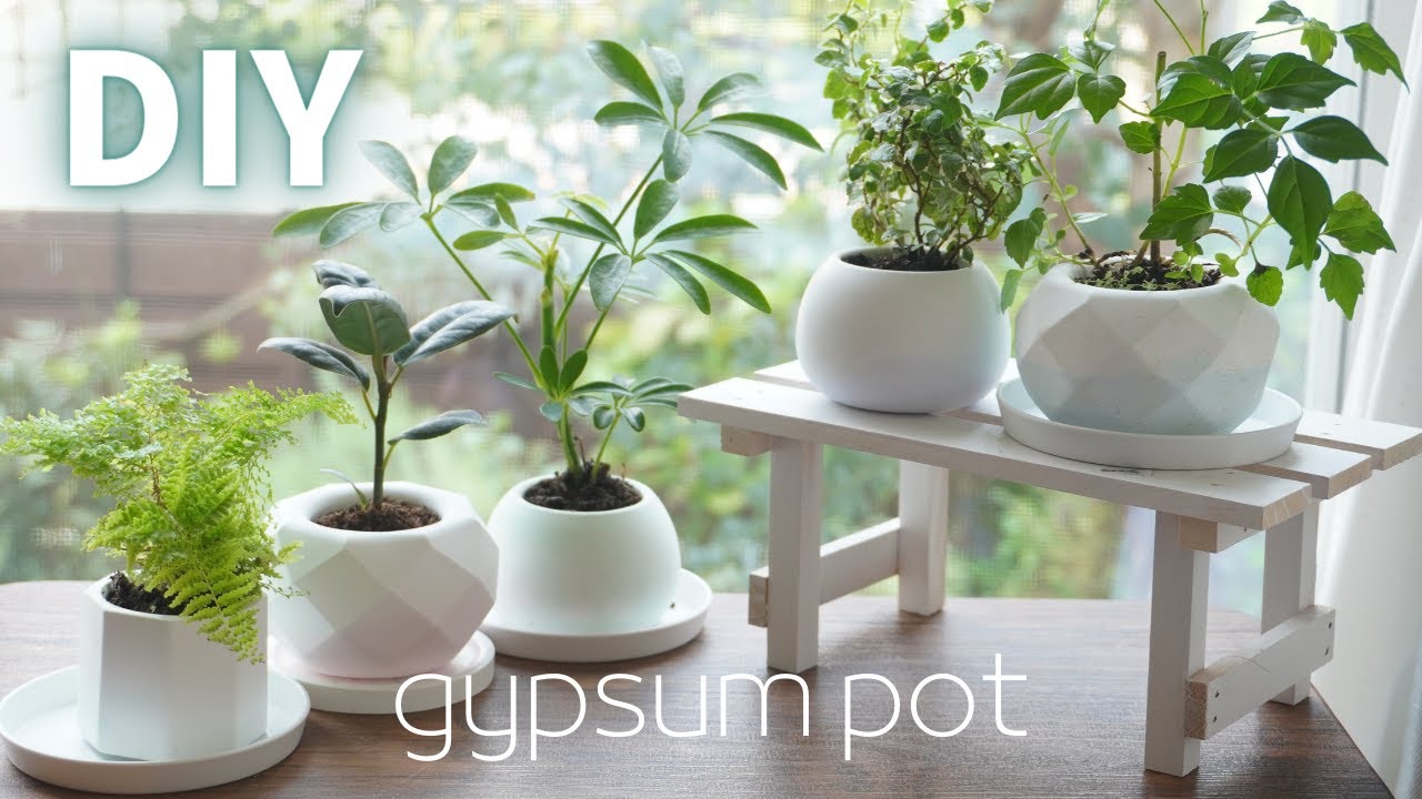 🍀【DIY vlog】パステルカラーで作る簡単な石膏ポットの作り方/I made pots for houseplants with gypsum