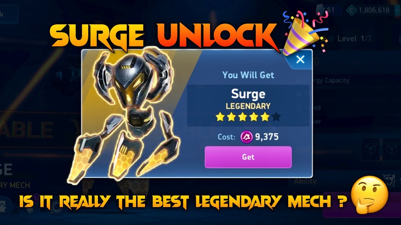 Mech Arena Surge Unlock + Gameplay 🔓😍 | Best Legendary Mech Ever! ⚡ | Mech Arena 