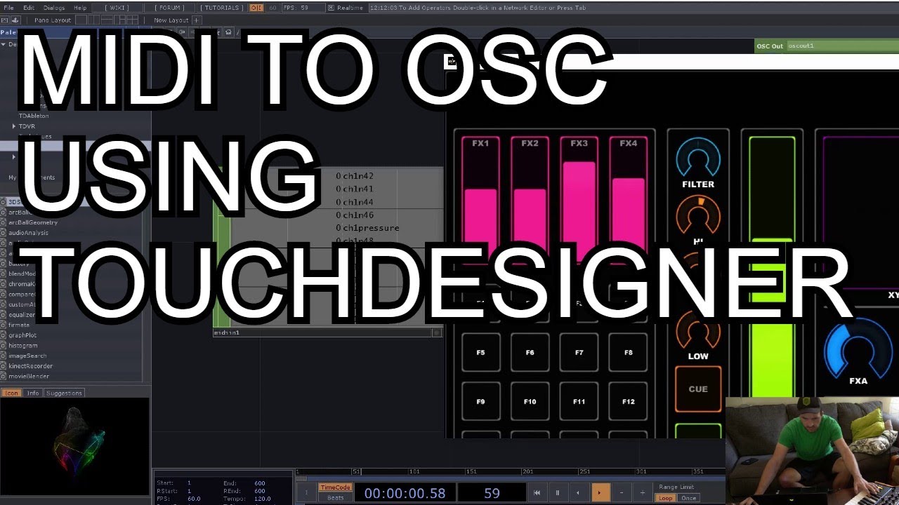 Sending MIDI to OSC Pilot Using Touchdesigner